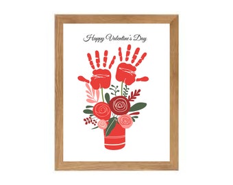 Valentine's Day Flower Handprint - Instant Download PDF - 8.5x11