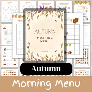 BUNDLE Autumn Morning Menu | Kindergarten Morning Menu | Preschool Morning Basket | Printable | Homeschool | Autumn Printable | Kindergarten