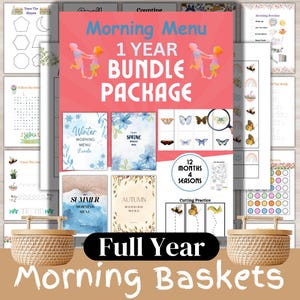 BUNDLE 12 Months of Morning Menus | Kindergarten Morning Menu | Preschool Morning Basket | Printable | Homeschool | Spring | Worksheets
