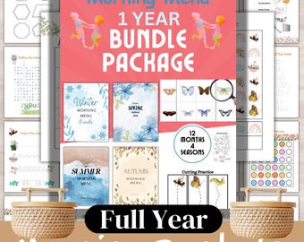 12 Months Morning Menu Bundle | Preschool Kindergarten Worksheets (PDF)