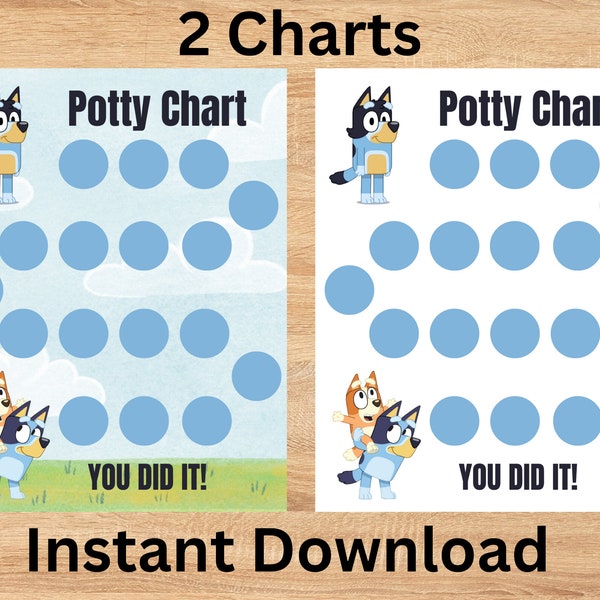 Bluey Potty Chart - Reward Chart for Kids - Printable 8.5"x11"- Instant Download JPG and PDF - DIY Sticker Chart - Potty Training Motivation