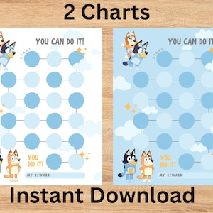 Bluey Potty Chart – Belohnungstabelle für Kinder – Druckbar 8,5"x11" – Sofortiger Download JPG und PDF – DIY Sticker Chart – Motivation zum Töpfchentraining