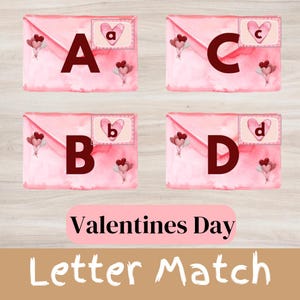 Hojas de trabajo para el día de San Valentín / Actividades para niños / Niños pequeños / Hojas imprimibles para preescolar / Letras coincidentes / Hojas imprimibles para el día de San Valentín para niños