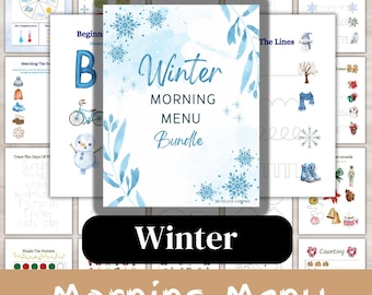 BUNDLE Winter Morning Menu | Kindergarten Morning Menu | Preschool Morning Basket | Printable | Homeschool| Christmas | Winter Printable