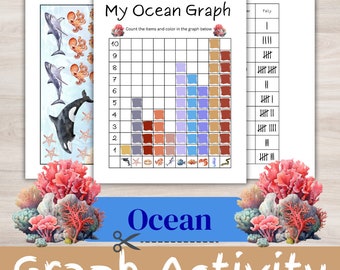 Ocean Themed Counting Tally Sheets – Kindergarten Math Activity, Preschool Printables, Data Analysis for Kids, Ocean Math Worksheets
