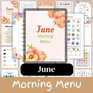 June Morning Menu | Summer Morning Menu | Preschool Morning Basket | Printable | Homeschool June Basket | Summer Morning Baskets