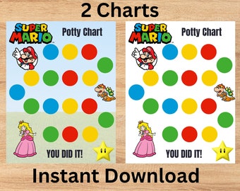 Druckbare Mario Party Chart, Super Mario Belohnungskarte, Kinder Routine Sticker Karte