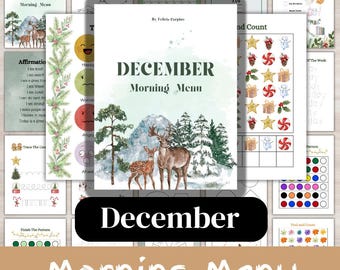 December Morning Menu | Christmas Themed Morning Menu | Preschool Morning Basket | Printables | Homeschool Morning Basket