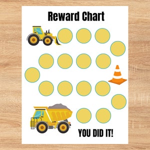 Printable Construction Kids Behaviour Chart, Sticker Chart, Toddler Chore Chart, Potty Chart, Reward Chart Printable, Potty Training