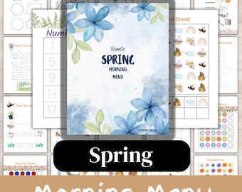 BUNDLE Spring Morning Menu | Kindergarten Morning Menu | Preschool Morning Basket | Printable | Homeschool Morning Basket | Spring Printable