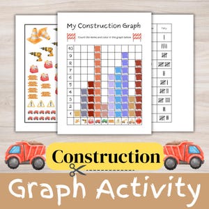 Construction Counting Tally Sheets – Kindergarten Math Activity, Preschool Printables, Data Analysis for Kids, Math Worksheets