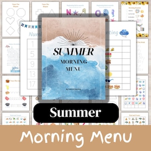 BUNDLE Summer Morning Menu | Kindergarten Morning Menu | Preschool Morning Basket | Homeschool Morning Basket | Summer Printables