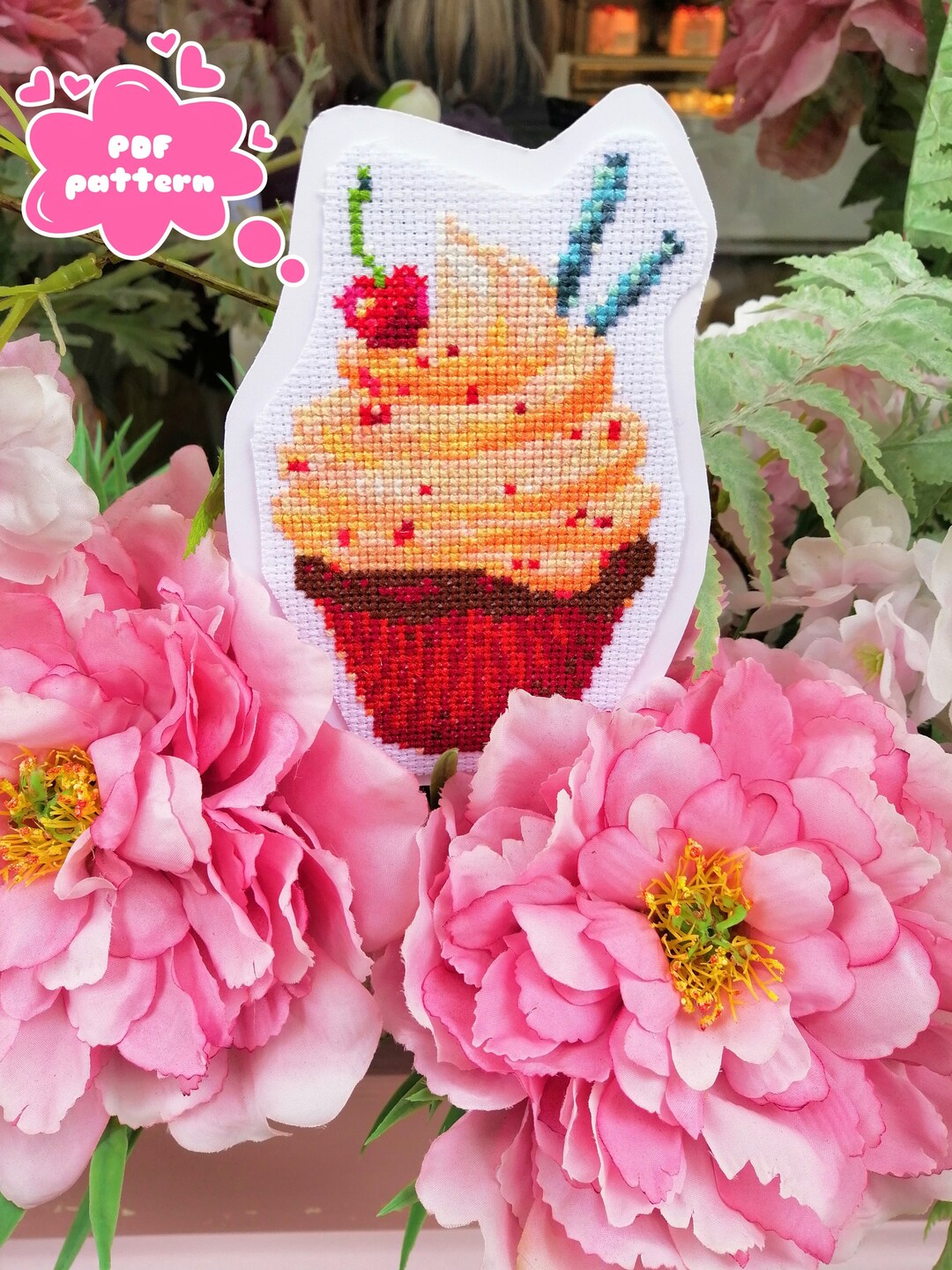 Cherry on Top Cross Stitch Pattern PDF Digital Download Cake, Cherry