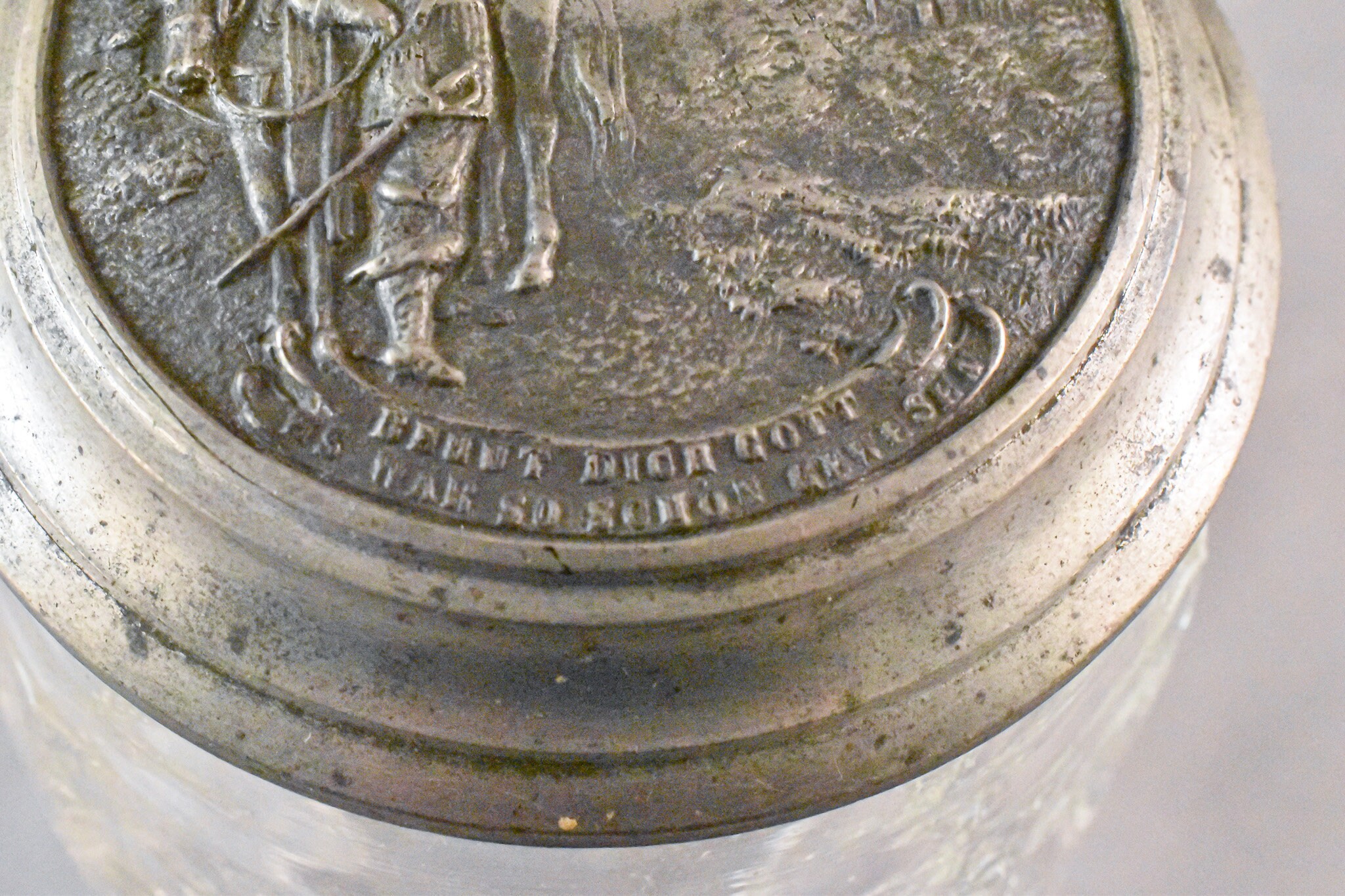 Vintage Glass Beer Stein With Engraved Pewter Lid Vintage Etsy