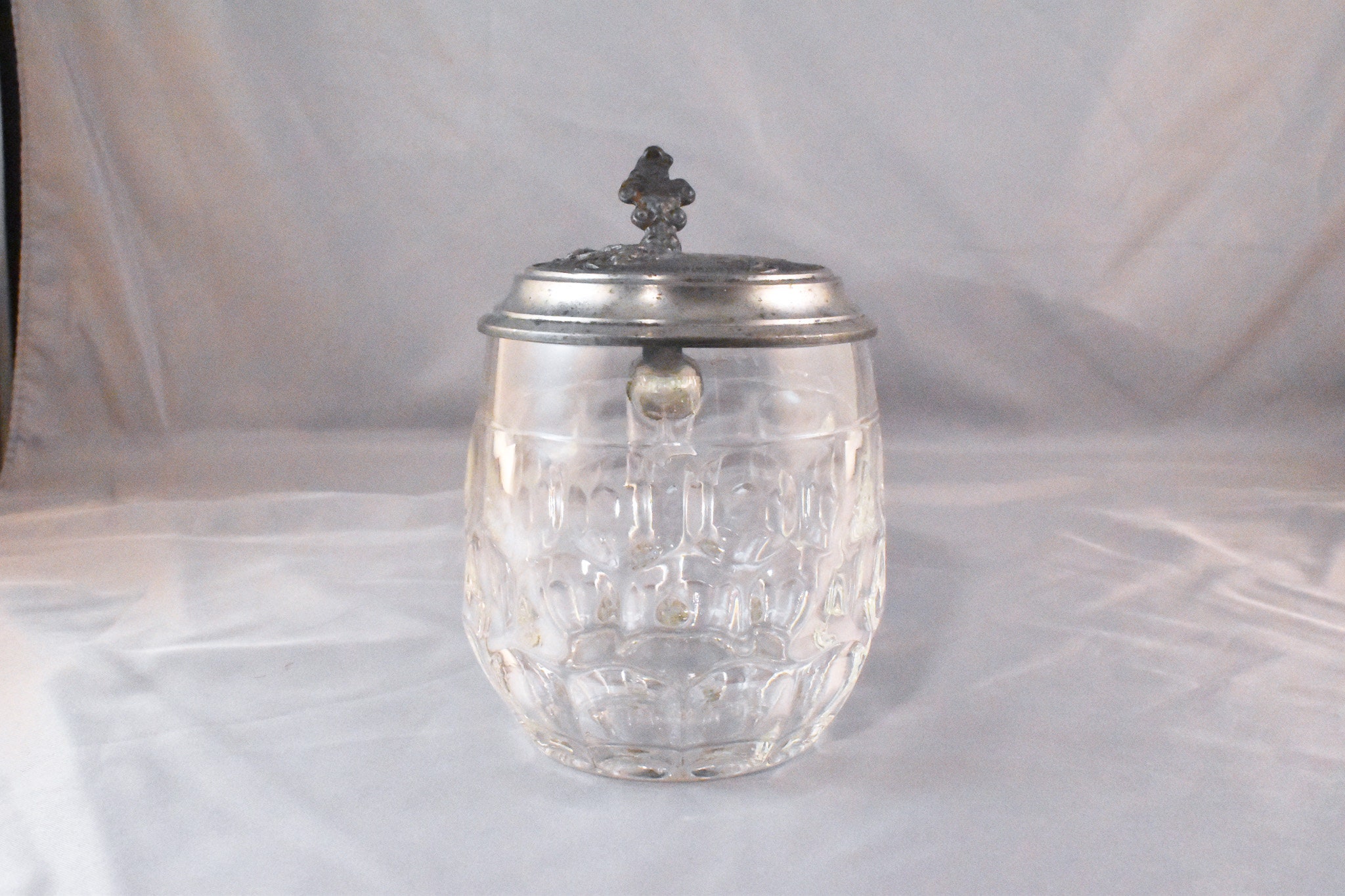 Vintage Glass Beer Stein With Engraved Pewter Lid Vintage Etsy
