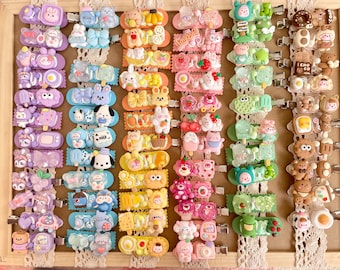 Kawaii Hello Kitty Hair Clips, Random 1 Clip, Handmade Pink Kawaii Hello Kitty Hair Clips, Random 1 Clip, Handmade Pink