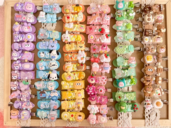 Kawaii Handmade Hair Clips, Color of Your Choice, Random 1, Cute