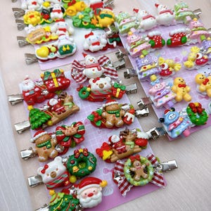 Kawaii Handmade hair clips, Color of your choice, Random ONE, cute decoden hair accessories, each one is unique Christmas