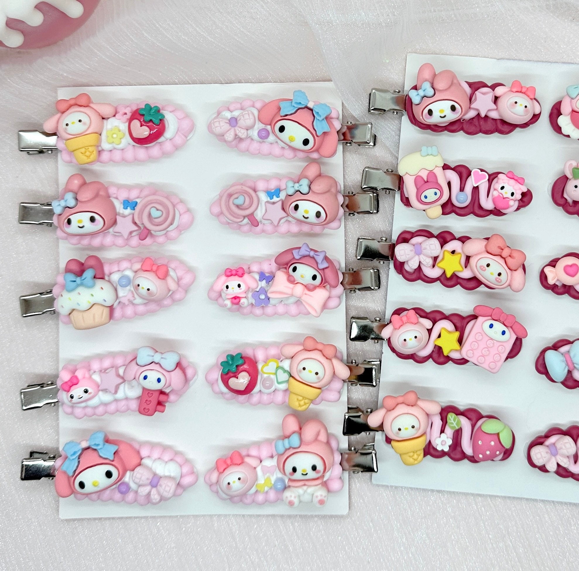 Kawaii My Melody Hair Clips, Handmade Sanrio Barrette, Cute Pink