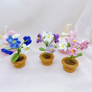 Crochet Hyacinth, Crochet Potted Flowers, Handmade Knitted Plants,Mother’s Day Gift, Flower Bouquet, Decorative Flower, Car Decoration