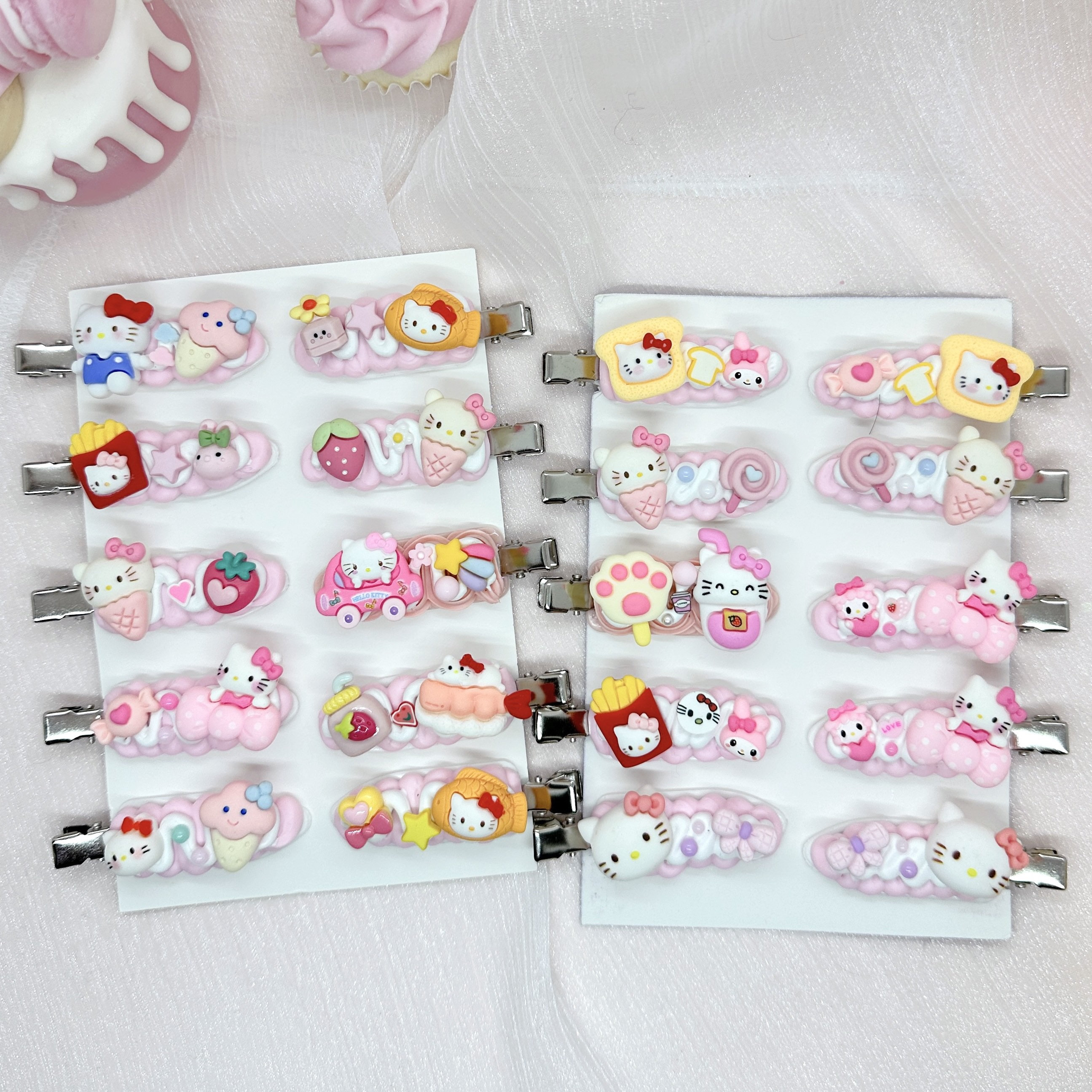 HELLO KITTY hair clip ❤︎ PINK Kawaii Hello Kitty Hair Clips, Random 1 Clip, Handmade Pink