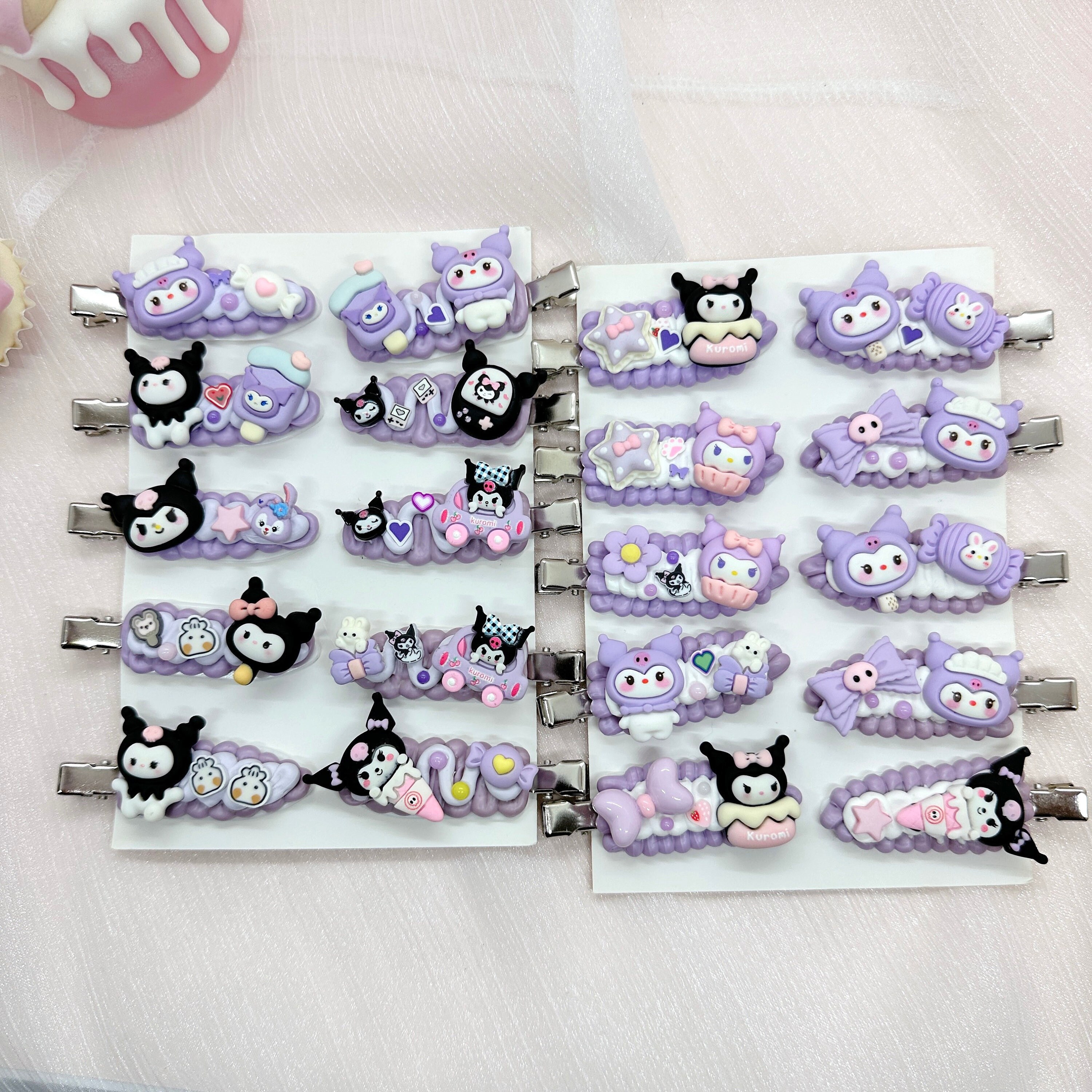 Kawaii Kuromi Hair Clips, Handmade Sanrio Barrette, Random 1, Cute
