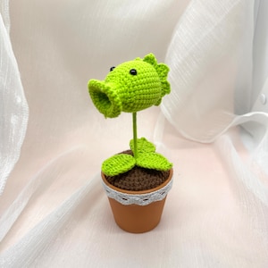 Crochet Plants vs. Zombies Pea Shooter Potted Plant,  Handmade Knitted Plants,  Gift Ideas, Decorative Flower, Car Decoration