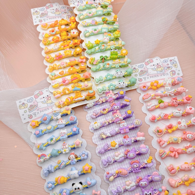 Kawaii Handmade hair clips, Color of your choice, Random ONE, cute decoden hair accessories, each one is unique image 14