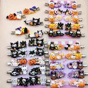 Kawaii Handmade hair clips, Color of your choice, Random ONE, cute decoden hair accessories, each one is unique spooky