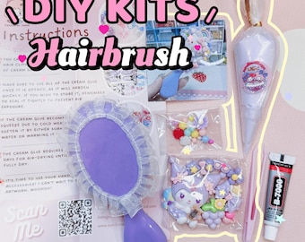 Zestaw DIY Decoden Hairbrush, ręcznie robiona szczotka do włosów, akcesoria do włosów Kawaii, szczotka do włosów dla dziewcząt, zestaw do majsterkowania