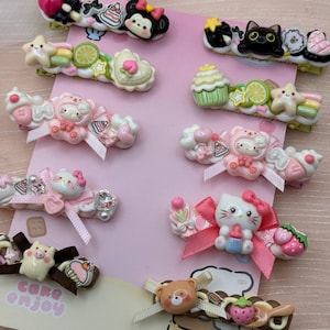 Kawaii Handmade hair clips, Color of your choice, Random ONE, cute decoden hair accessories, each one is unique image 13