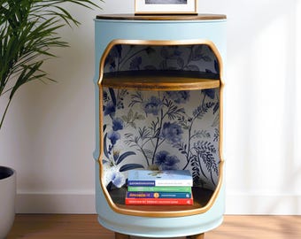 Oil Barrel Drum Cabinet bedside table nightstand minibar furniture side end table for modern interiors recycling Eco-Conscious