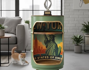 New York Oil Barrel Drum Cabinet bedside table nightstand minibar furniture side end table for modern interiors recycling Eco-Conscious USA