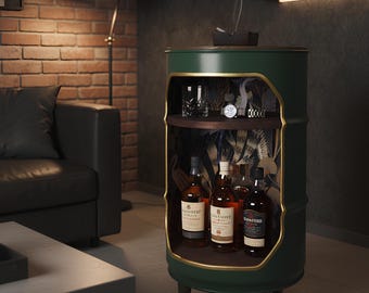 Oil Barrel Drum Cabinet bedside table nightstand minibar furniture side end table for modern interiors recycling Eco-Conscious