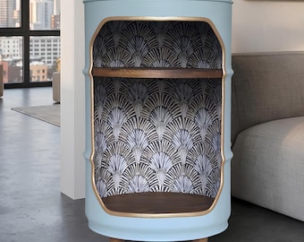 Oil Barrel Drum Cabinet bedside table nightstand minibar furniture side end table for modern interiors recycling Eco-Conscious