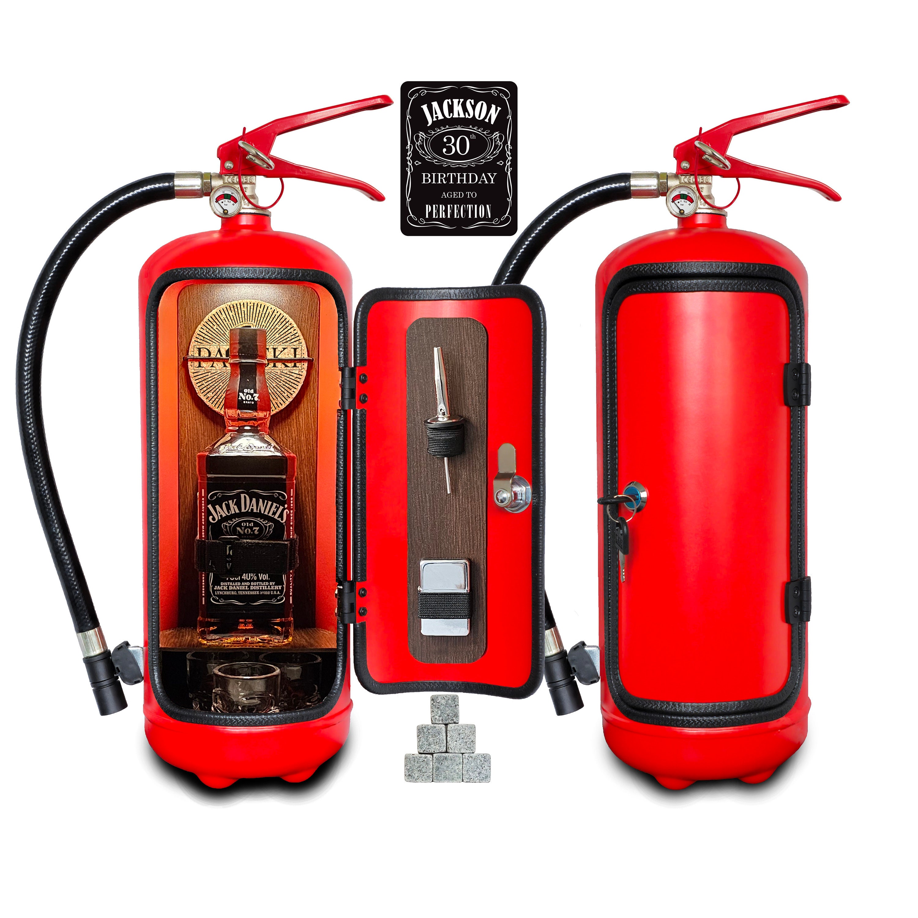 Feuerlöscher Flaschenhalter Feuerwehr Minibar Bar SKK6 rot LED in