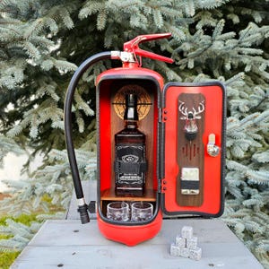 Gepersonaliseerde brandblusser minibar brandweerman cadeau origineel cadeau voor man hem echtgenoot uniek beste vader jongens vriendje minibar bruiloft
