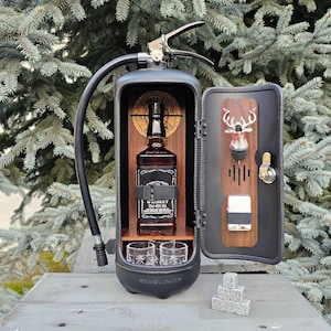 Gepersonaliseerde minibar brandblusser, whiskyset, cadeau voor mannen, cadeau voor hem, brandweerman echtgenoot vriend stalknecht