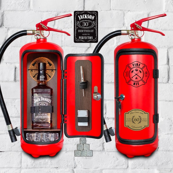 Personalized Fire Extinguisher Mini Bar Firefighter gift original present for man him husband unique best dad guys unique boyfriend