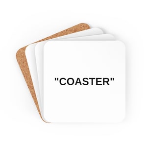 White &quot;Off-White&quot; Inspired Cork Back Coasters (Set Of 4)