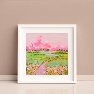 Colorful Wild Flower Art Print, Joyful Country Road Art Print