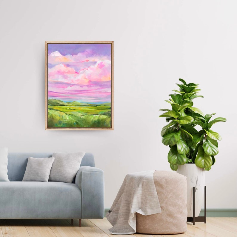 Originele kleurrijke berglandschapsschilderkunst, hedendaagse landschapsschilderkunst afbeelding 3