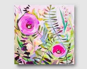 Original Colorful Flower Painting, Contemporary Floral Painting