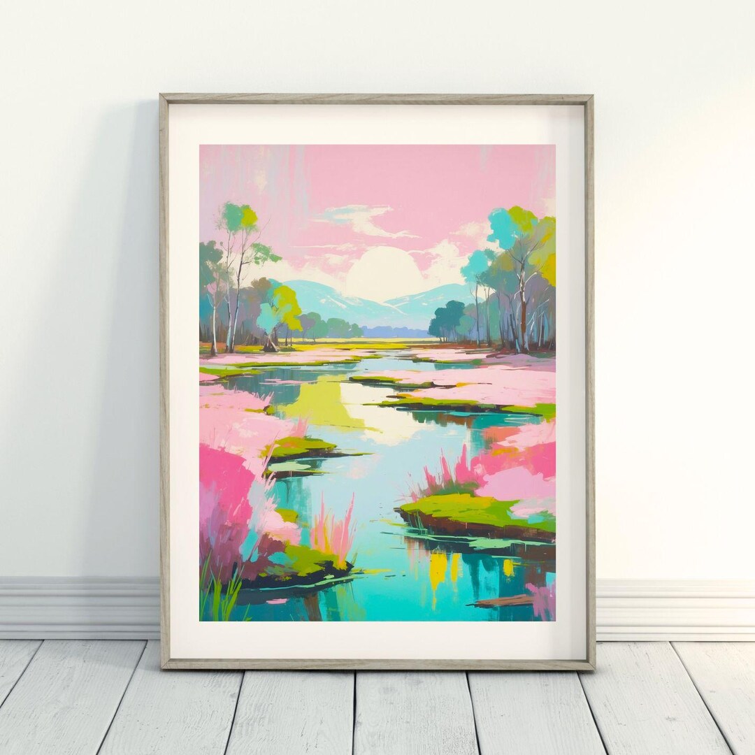 夕焼けの風景画 アートプリント 楽しい夕焼けの風景アートプリント - 鮮やかな風景の壁アート - Etsy 日本