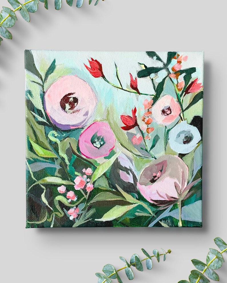 Original Colorful Flower Painting, Contemporary Floral Painting image 2