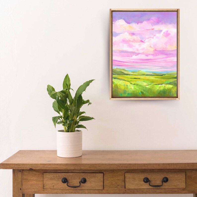 Originele kleurrijke berglandschapsschilderkunst, hedendaagse landschapsschilderkunst afbeelding 5
