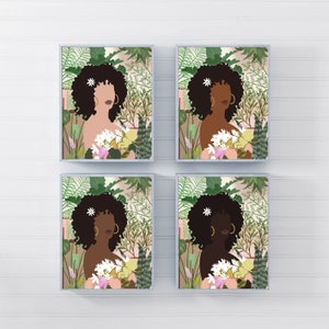 Set of 4 - 'Mother Nature' Collection - Black Planters Art
