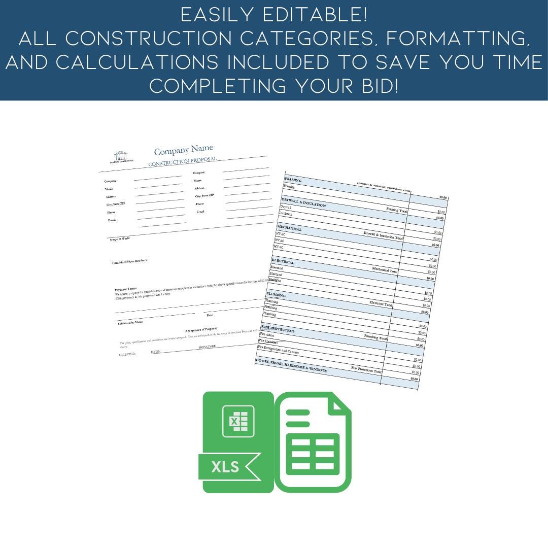 Proposal Spreadsheet Construction Proposal Spreadsheet: Cost Breakdown Template, Excel ...