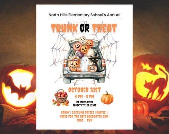 Trunk or Treat Halloween Flyer Editable Instant Download