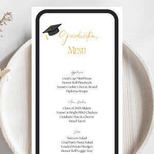 Graduation Party Menu Template: Editable Canva Design (Digital Download)